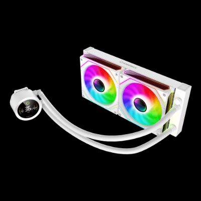 Gamemax CPU Liquid Cooler, ICEBURG 240 DIGITAL WH, White