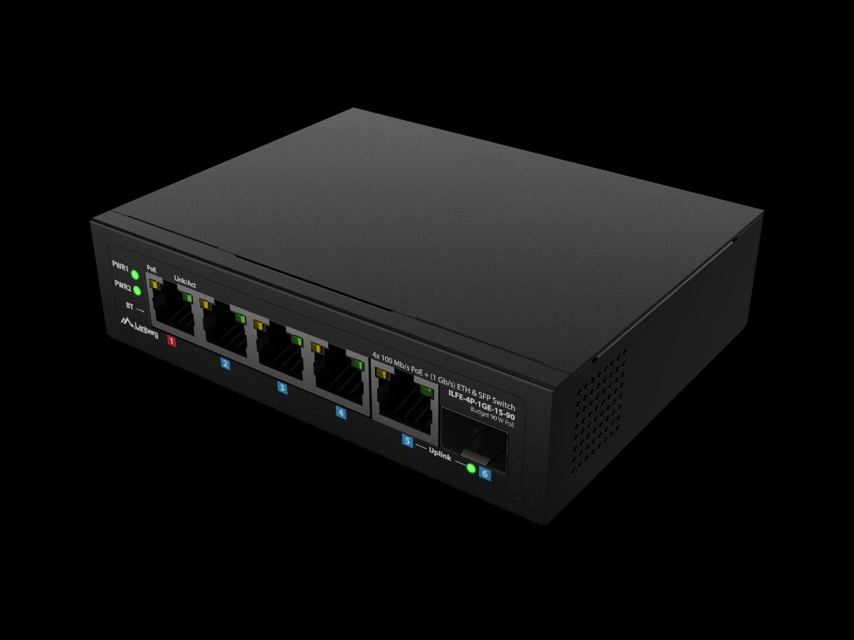 Switch PoE 1xBT 3xAT SFP/ETH Din Unmanagment Fast Ethernet, ILFE-4P-1GE-1S-90