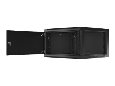 Rack cabinet 19" wall-mount 6U/600x600 for self-assembly with metal door (flat pack), WF01-6606-00B, Black