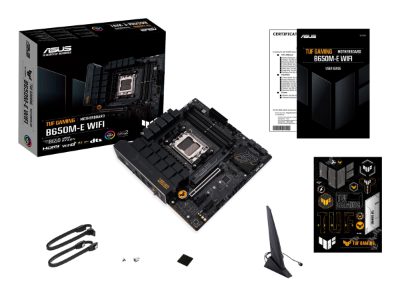 Mainboard, ASUS, AMD B650, SAM5, Micro-ATX, Memory DDR5, Memory slots 4, 2xPCI-Express 4.0 1x, 1xPCI-Express 4.0 16x, 2xM.2, 1xHDMI, 2xDisplayPort, 4xUSB 2.0, 2xUSB 3.2, 2xUSB-C, 1xRJ45, 3xAudio port, TUFGAMINGB650M-EWIFI