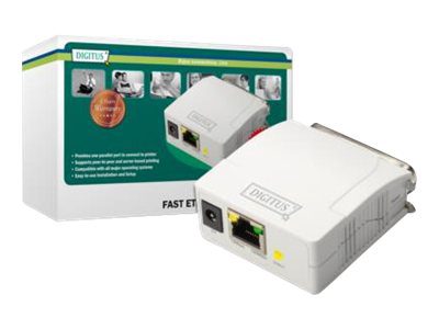 Fast Ethernet Print Server, 1-Port 1x RJ45, 1x DB-36-pin male Centronics, DN-13001-1, White