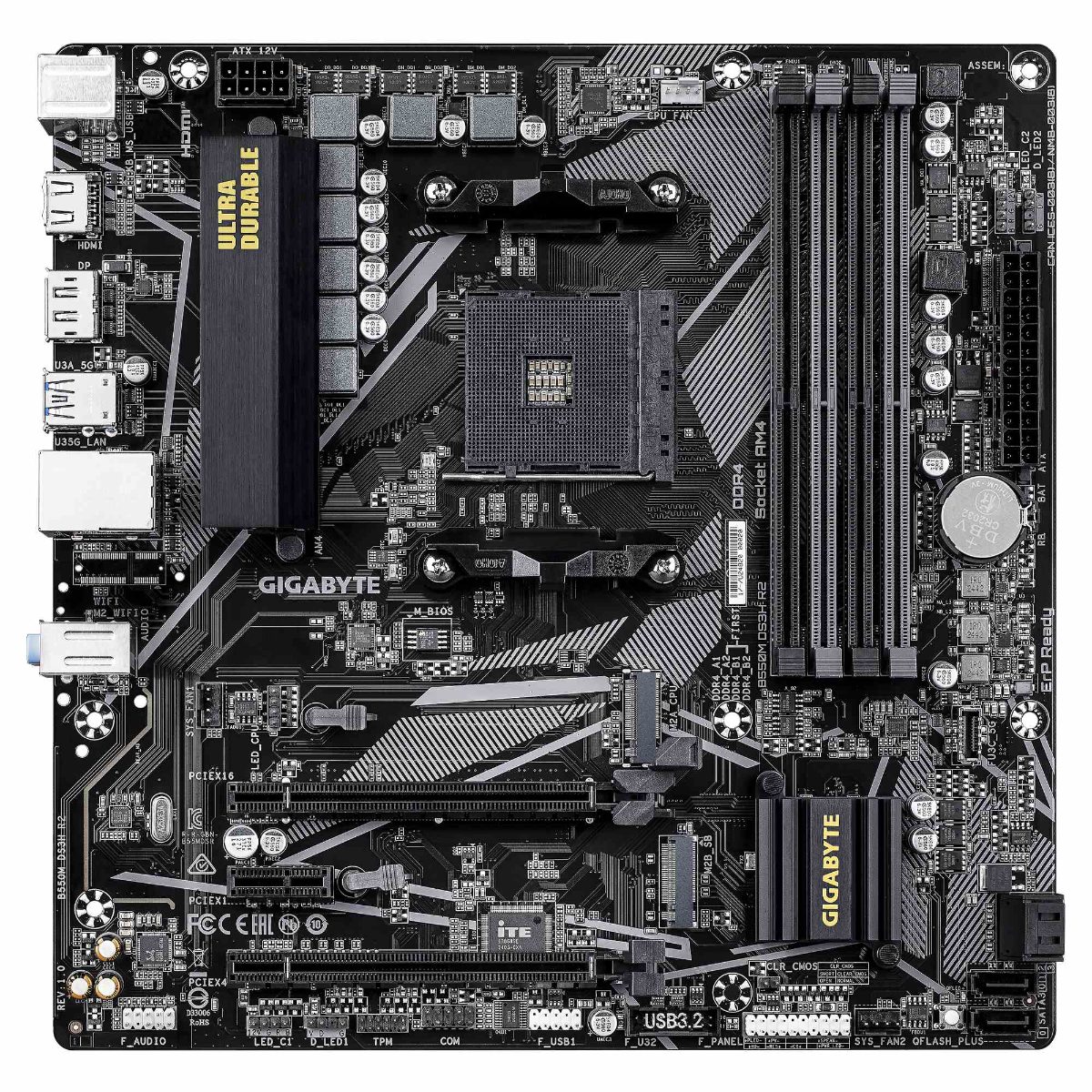 Gigabyte B550M DS3H R2, Processor family AMD, Processor socket AM4, DDR4 DIMM, Supported hard disk drive interfaces SATA, M.2, Number of SATA connectors 4
