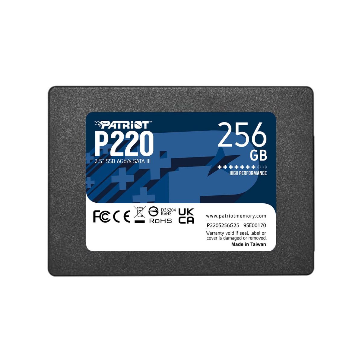 SSD, PATRIOT, P220, 256GB, SATA, Write speed 490 MBytes/sec, Read speed 550 MBytes/sec, 2,5", TBW 120 TB, P220S256G25
