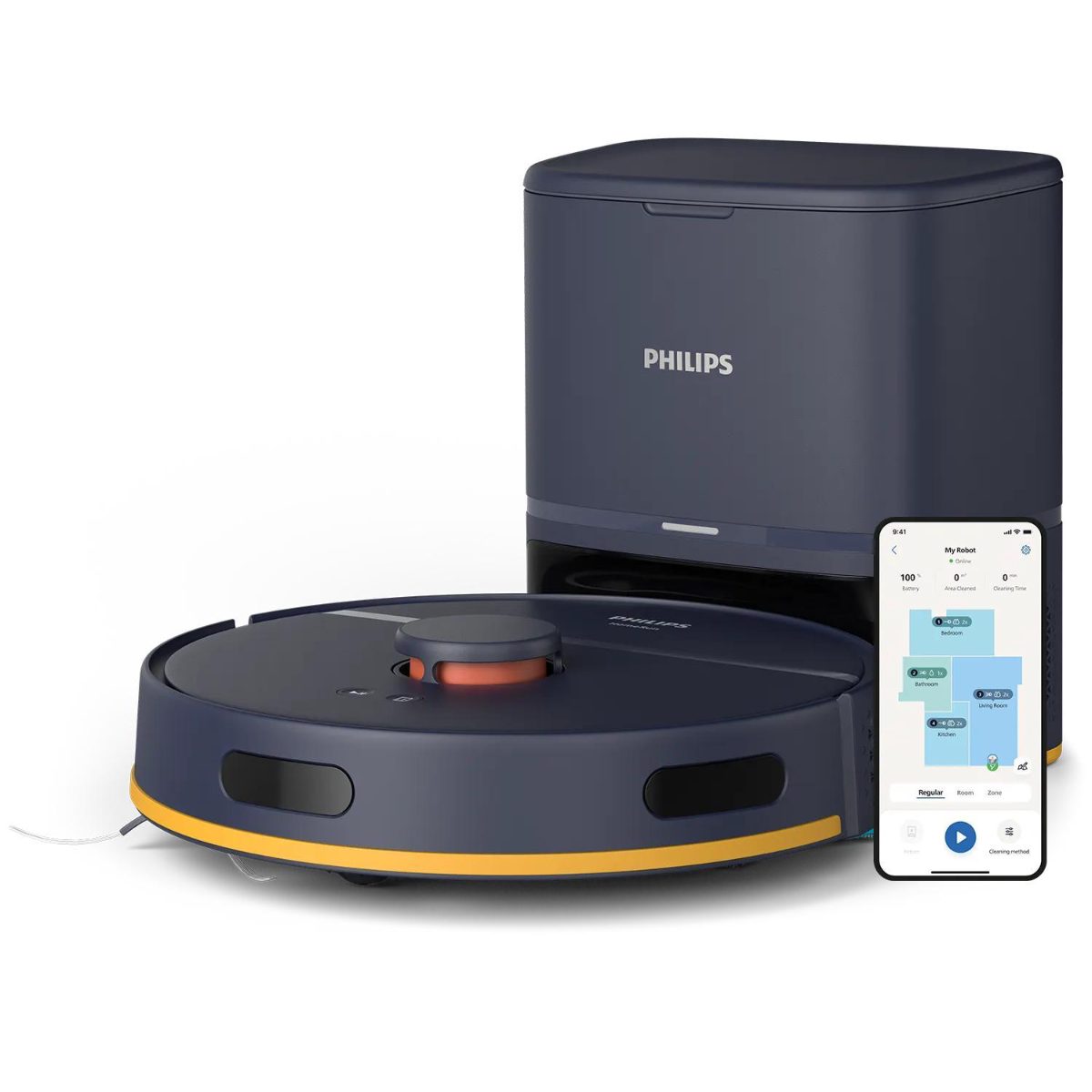 PHILIPS HomeRun 2000. sērijas Putekļsūcējs robots ar mazgāšanas funkciju, tumši zils