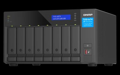 QNAP Highly-reliable ZFS-based storage with PCIe Gen 4 expandability for 10/25GbE connectivity, M.2 NVMe SSD caching and multi-threads processors for virtualization applications, TVS-h874, Intel Core i5, i5-12400, 32 GB