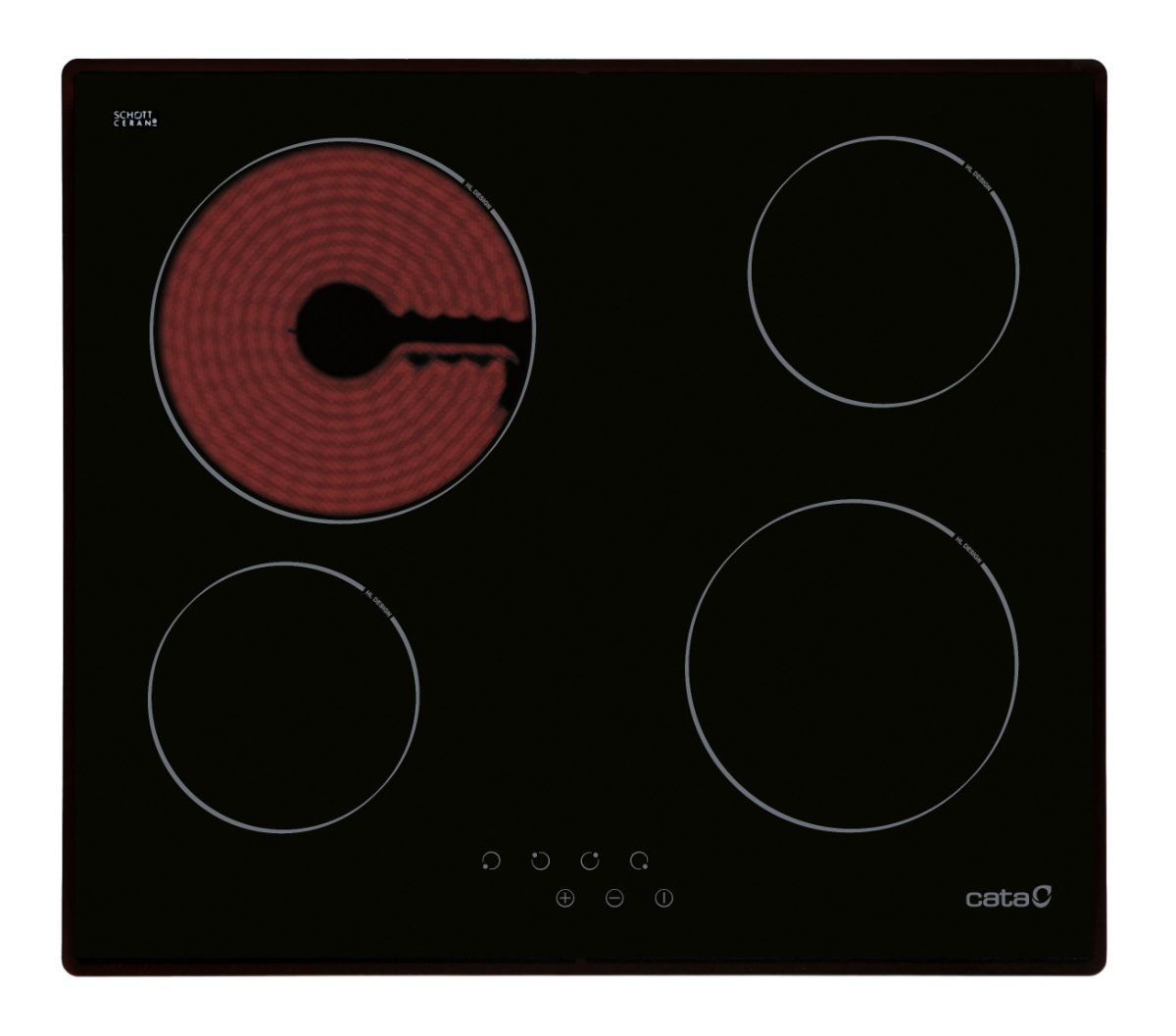 Hob, TN 604/B, Vitroceramic, Number of burners/cooking zones 4, Touch, Black, Display