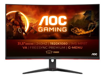 Curved Gaming Monitor, C32G2ZE, 31.5 ", VA, FHD, 16:9, 240 Hz, 1 ms, 1920 x 1080, 300 cd/m², Headphone out (3.5mm), HDMI ports quantity 2, Black, Warranty 36 month(s)