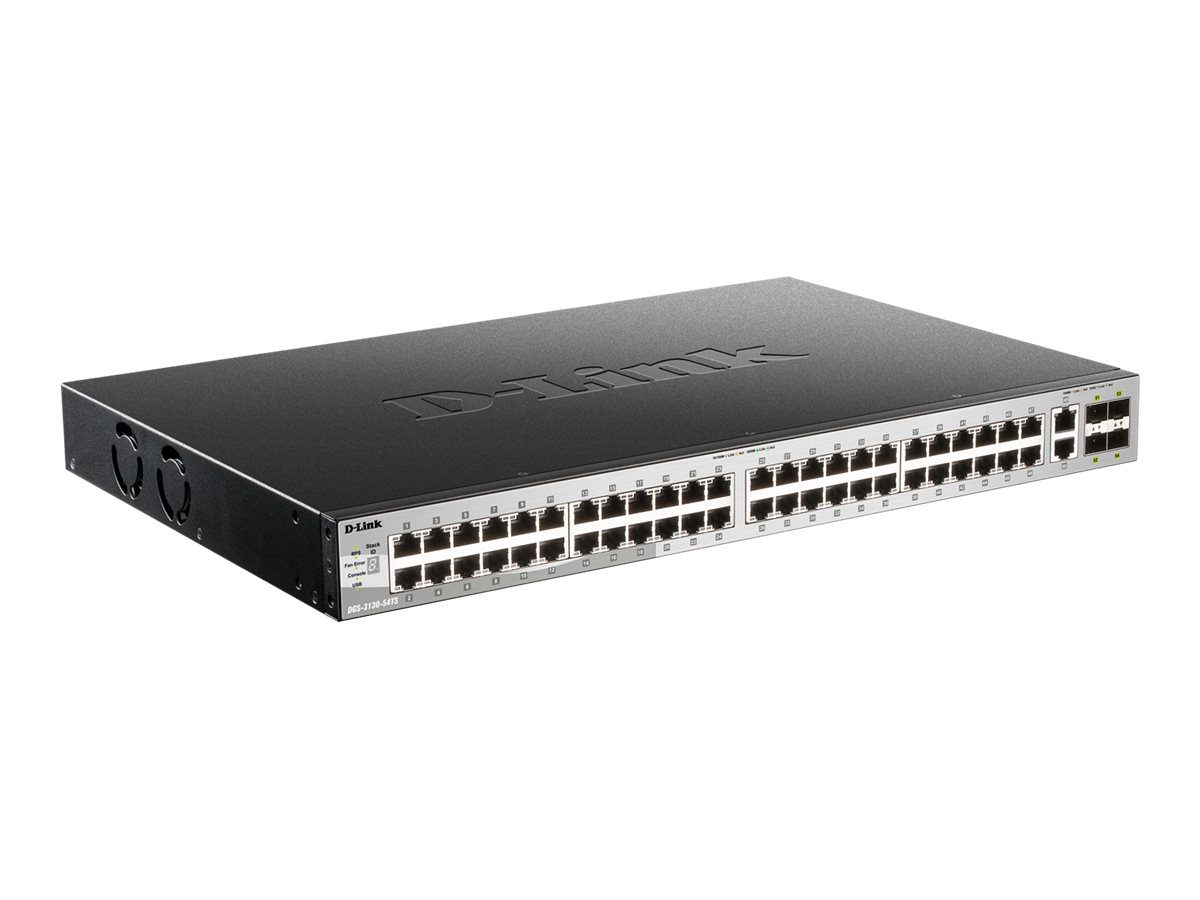 D-LINK DGS-3130-54TS, L2+ Managed Switch with 48 10/100/1000Base-T ports and 2 10GBase-T ports and 4 10GBase-X SFP+ ports, D-Link