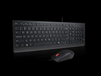 Lenovo Essential Wired Combo Keyboard and Mouse, Keyboard and Mouse Set, Wired, Mouse included, Nordic, Black