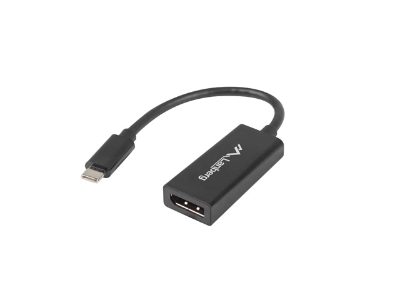 Lanberg USB-C (M) 3.1 to Displayport (F) Adapter cable 15cm, Black, AD-UC-DP-01