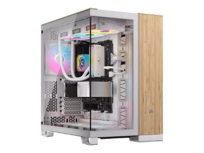 Corsair Dual Chamber PC Case, 6500X, White/Bamboo wood, Mid Tower