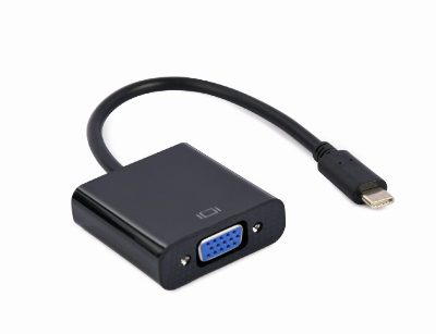 USB Type-C to VGA adapter cable, A-CM-VGAF-01, Black, USB Type-C, VGA, 0.15 m