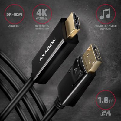 Active cable, DisplayPort to HDMI, 1.8 m