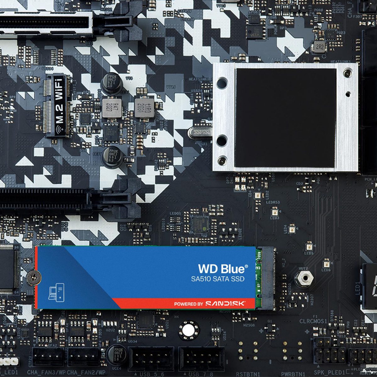 SSD, SANDISK, 200xTBW rating, MTBF 1750000 h, Read speed 560 MB/s, Write speed 510 MB/s, Serial ATA III, M.2, 500 GB, POWERED BY SANDISK, Blue SA510, WDS500G3B0B