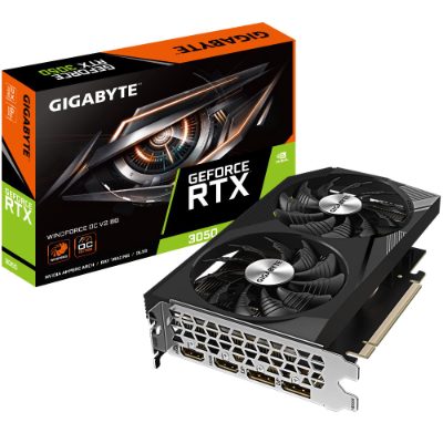 GV-N3050WF2OCV2-8GD, NVIDIA, 8 GB, GeForce RTX 3050, GDDR6, HDMI ports quantity 2, PCI-E 4.0, Memory clock speed 1792 MHz
