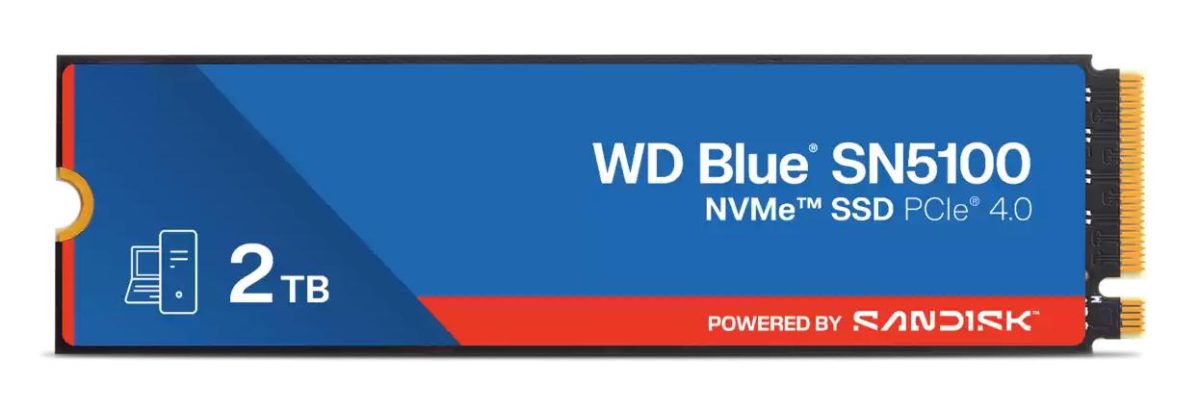 SSD, SANDISK, 900xTBW rating, MTBF 1750000 h, Read speed 7100 MB/s, Write speed 6700 MB/s, NVMe Yes, PCI Express 4.0, M.2, 2000 GB, POWERED BY SANDISK, Blue SN5100, WDS200T5B0E-00CPE0