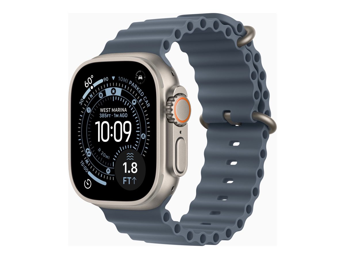 Apple Watch Ultra 3 GPS + Cellular 49mm Natural Titanium Case with Anchor Blue Ocean Band, Apple