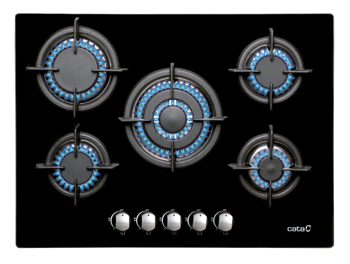 Hob, L 7005 CI BK, Gas on glass, Number of burners/cooking zones 5, Rotary knobs, Black