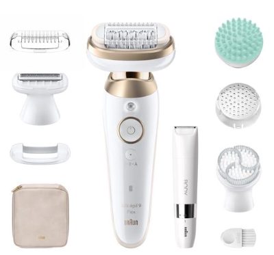 Braun Epilator, SES9-481 Silk épil 9 Flex 3D, Operating time (max) 50 min, Number of power levels 2, Wet & Dry, White/Gold