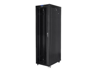 Rack cabinet 19" free-standing 47U/800x1000 (flat pack) with glass door, LCD, FF01-8047-12BL, Black