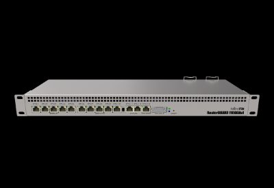 Mikrotik Wired Ethernet Router RB1100x4, 1U Rackmount, Quad core 1.4GHz CPU, 1 GB RAM, 128 MB, 13xGigabit LAN, 1xSerial console port RS232, PCB Temperature and Voltage Monitor, IP20, RouterOS L6, MikroTik, Wired Ethernet Router, RB1100AHx4, No Wi-Fi, 10/100/1000 Mbit/s, Ethernet LAN (RJ-45) ports 13, Mesh Support No, MU-MiMO No, No mobile broadband, 12 month(s)