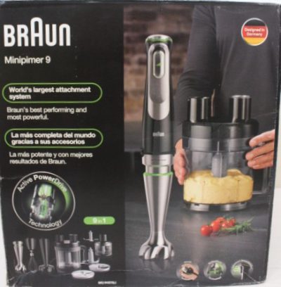Braun, Hand Blender, MultiQuick 9 MQ9187XLI, 1200 W, Black/Stainless Steel, DAMAGED PACKAGING, CRACHED CONTAINER (2L), SCRATCHED BLENDER JAR