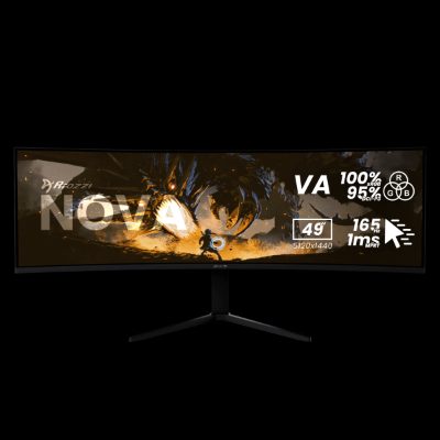 Nova, 49 ", VA, 32:9, 165 Hz, 4 ms, 5120 x 1440 pixels, 350 cd/m², HDMI ports quantity 2, Black