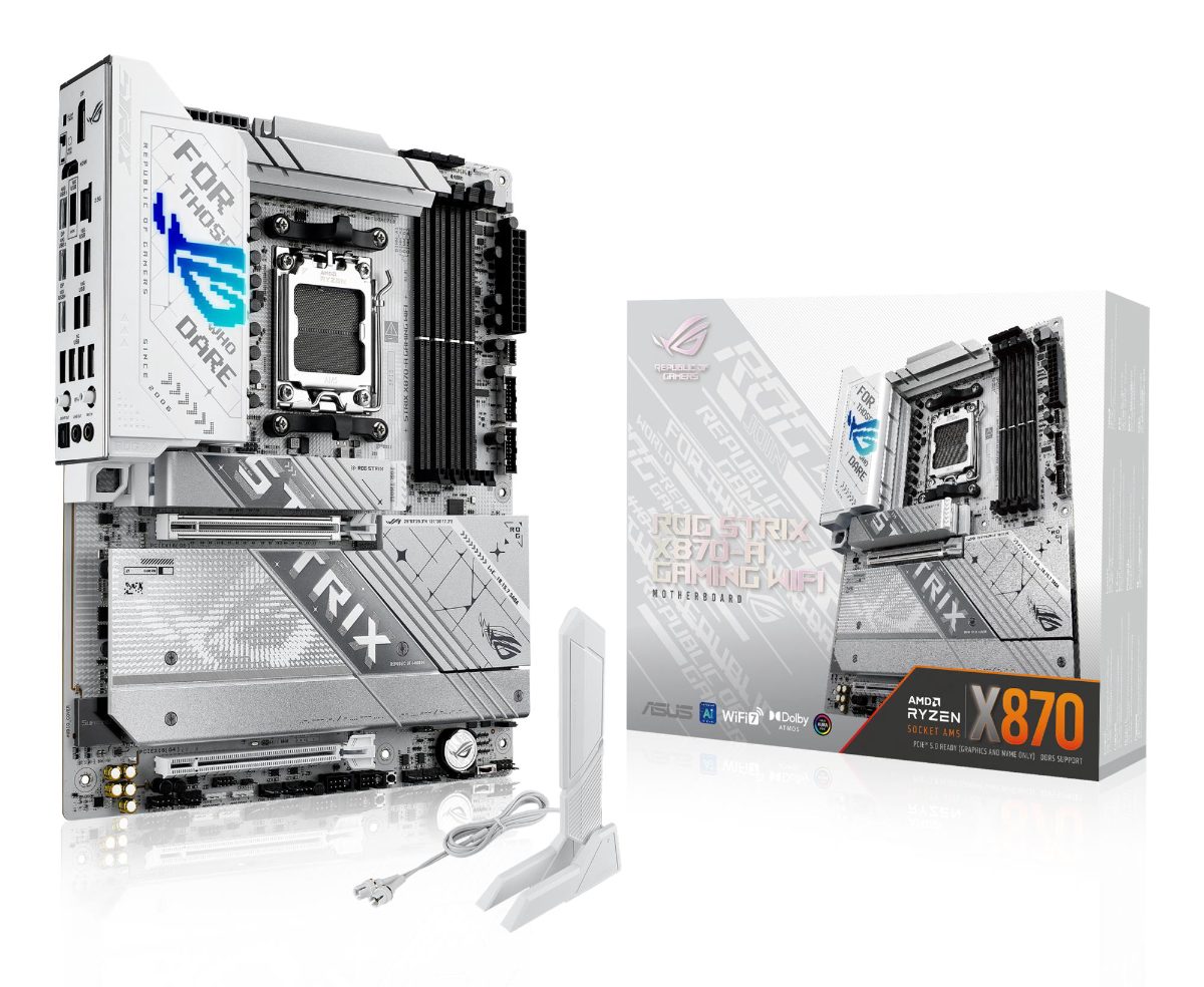 Asus ROG STRIX X870-A GAMING WIFI, Processor family AMD, Processor socket AM5, DDR5, Supported hard disk drive interfaces SATA, M.2, Number of SATA connectors 2