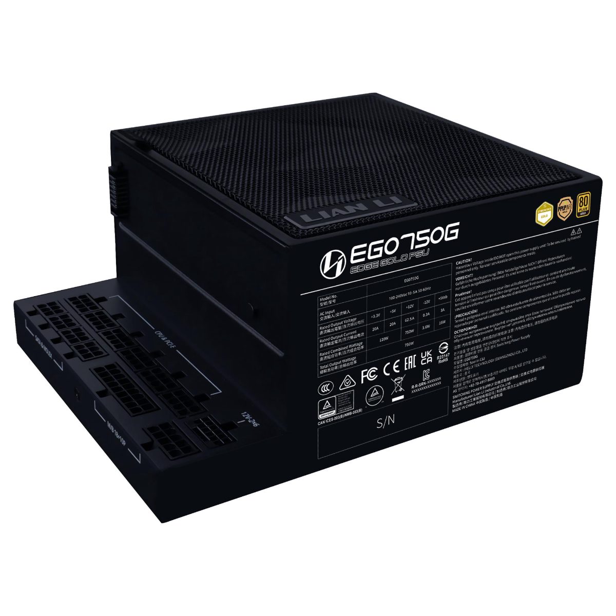 Power Supply, LIAN LI, EDGE GOLD 750, SFX, PC, 100 - 240 V, 750 W, G9P.EG0750G.B000.EU