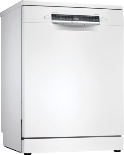 Bosch Dishwasher, SMS4EMW06E, Free standing, Width 60 cm, Number of place settings 14, Number of programs 6, Energy efficiency class B, Display, AquaStop function, White