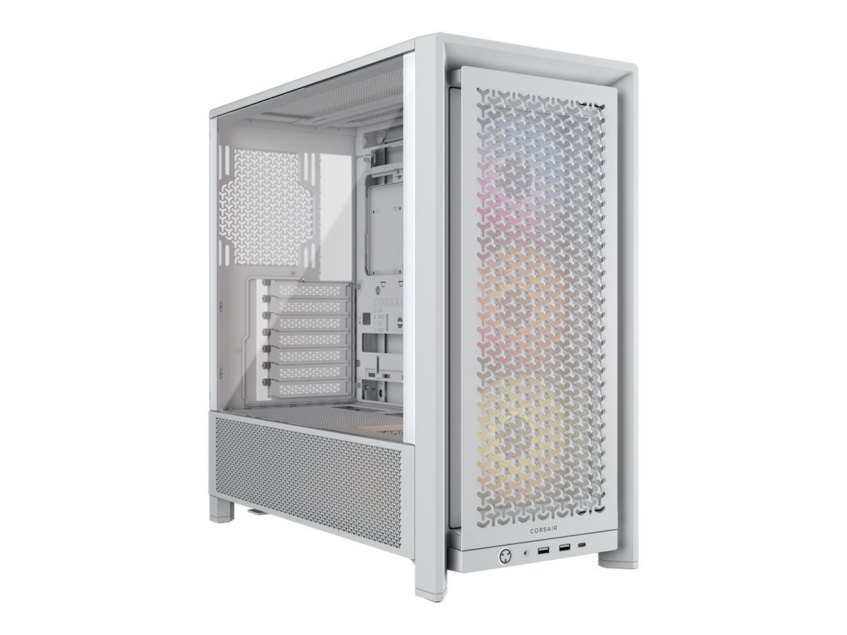 Corsair PC Case, Frame 4000D RS ARGB Modular, White, Mid-Tower
