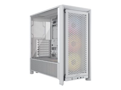Corsair PC Case, Frame 4000D RS ARGB Modular, White, Mid-Tower