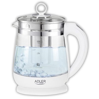 Kettle, AD 1299, Electric, 2200 W, 1.5 L, Glass, 360° rotational base, White