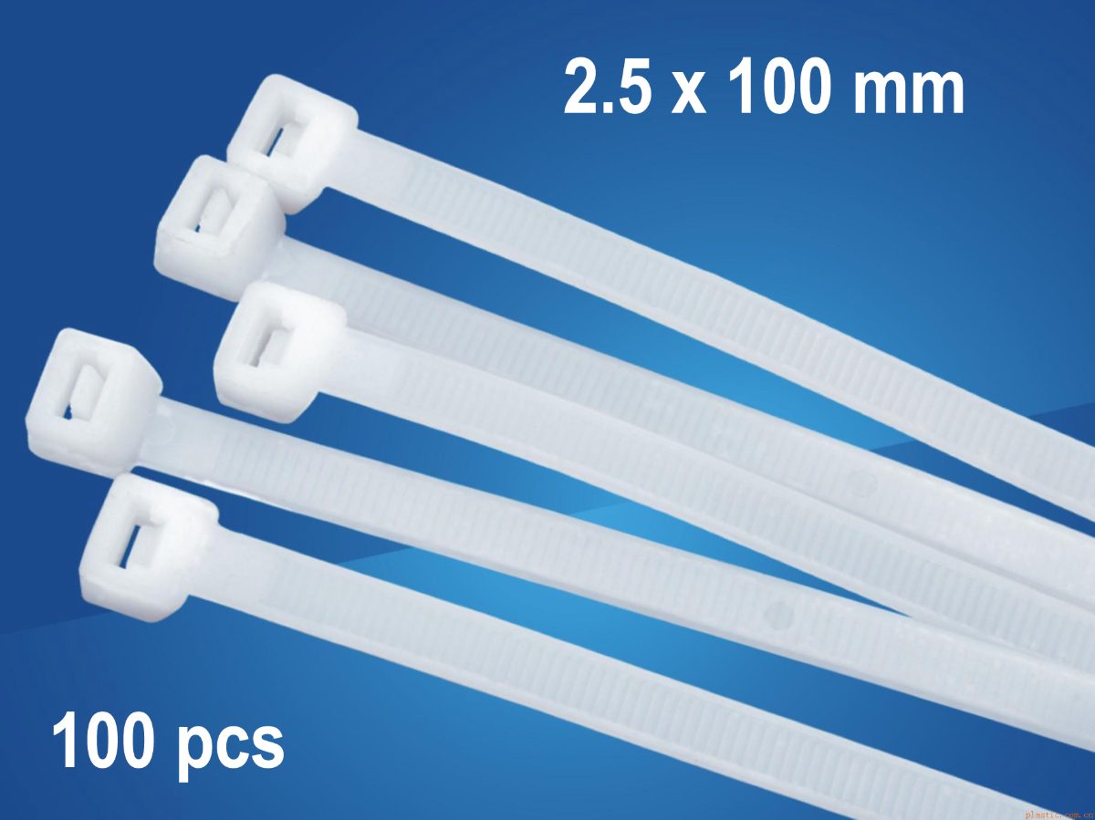 Cable tie set 100 pcs in polybag,  length: 100 x 2.5mm
