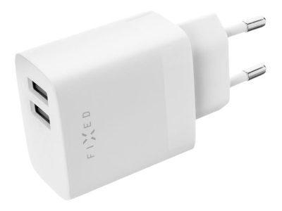 FIXED Dual USB Travel Charger 17W, White, Fixed