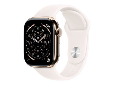 Apple Watch Series 11 GPS + Cellular 42mm Gold Titanium Case with Light Blush Sport Band - M/L, Apple