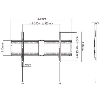 Wall mount, Fixed, 43-90 ", Maximum weight (capacity) 70 kg, Black
