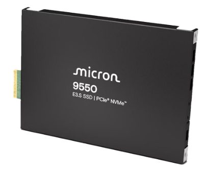SSD, MICRON, SSD series 9550 PRO, 3.84TB, PCIe Gen5, NVMe, NAND flash technology 3D TLC, Write speed 6000 MBytes/sec, Read speed 14000 MBytes/sec, Form Factor E3.S, MTFDLBQ3T8THA-1BK1DABYYR