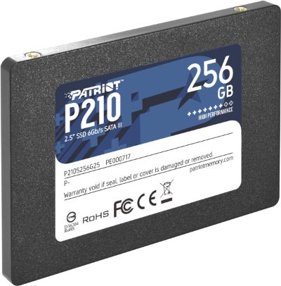 SSD, PATRIOT, P210, 256GB, Write speed 400 MBytes/sec, Read speed 500 MBytes/sec, 2,5", TBW 120 TB, P210S256G25