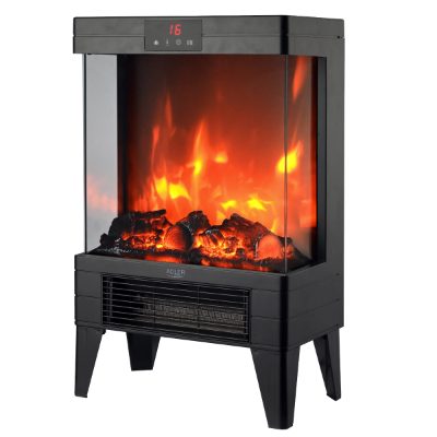 Adler LED electric fireplace with remote control, AD 7755, Ceramic Heater, 2000 W, Number of power levels 2, Black