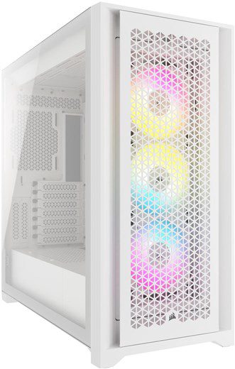 Tempered Glass PC Case, iCUE 5000D RGB AIRFLOW, Side window, White, Mid-Tower