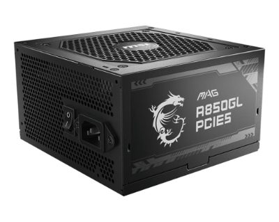 Power Supply, MSI, 850 Watts, Efficiency 80 PLUS GOLD, PFC Active, MAGA850GLPCIE5