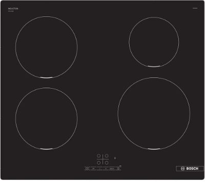 Bosch Hob, PIE611BB5E, Induction, Number of burners/cooking zones 4, Touch, Timer, Black, Display