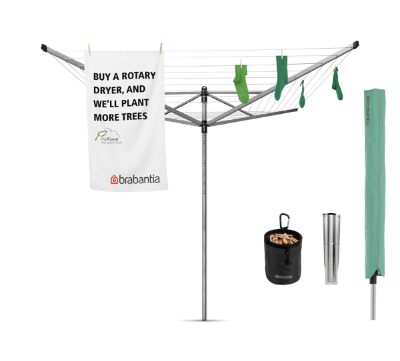 BRABANTIA rotējošs veļas žāvētājs LOM, 50m, Metallic Grey+ dāvanas