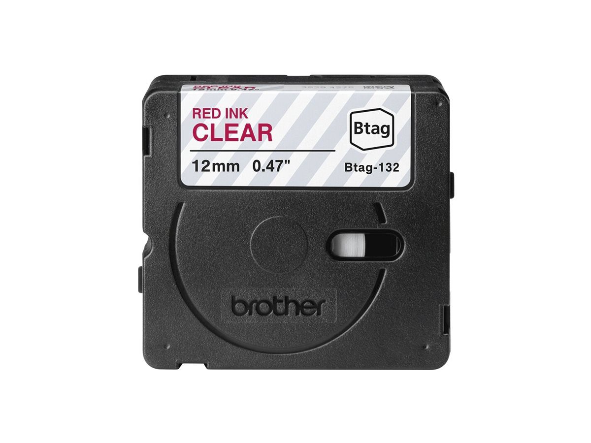 Brother BTAG-132, Red on Clear, Btag