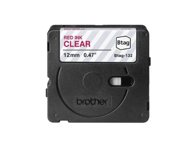 Brother BTAG-132, Red on Clear, Btag
