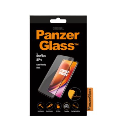 Screen protector, OnePlus, 8 Pro, Glass, Black, Full frame coverage; Rounded edges; Crystal clear; 100% touch preservation, Case friendly