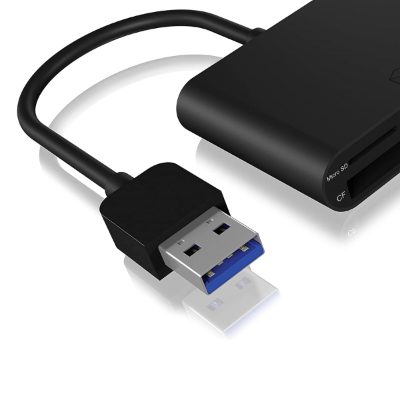 ICY BOX, IB-CR301-U3 USB 3.0 External card reader, USB 3.0 Type-A, 3 x card reader slot: CF, SD, microSD