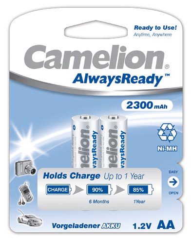AA/HR6, 2300 mAh, AlwaysReady Rechargeable Batteries Ni-MH, 2 pc(s)