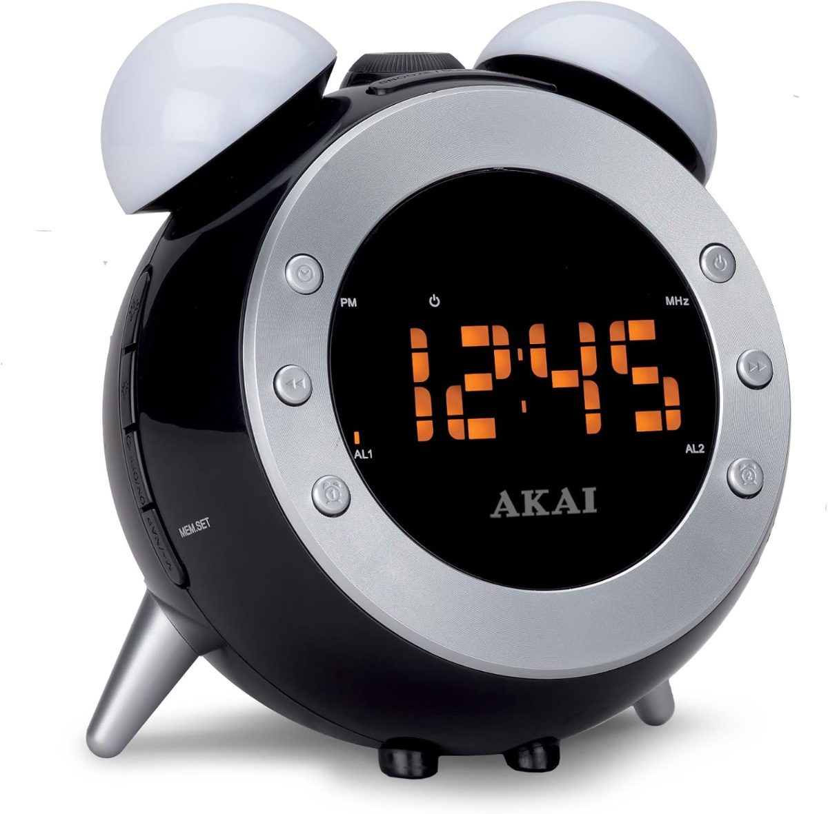 AKAI AR280P Pulkstenis ar FM radio un projektoru, melns